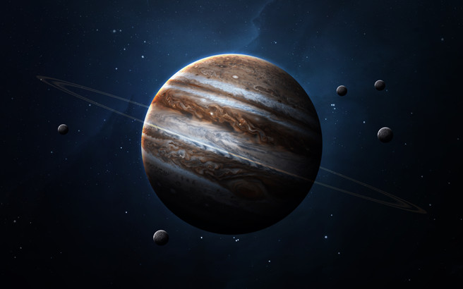 Planeta Júpiter, um dos oito planetas do Sistema Solar.
