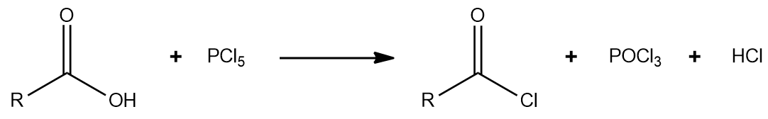 Reação de ácido carboxílico com pentacloreto de fósforo