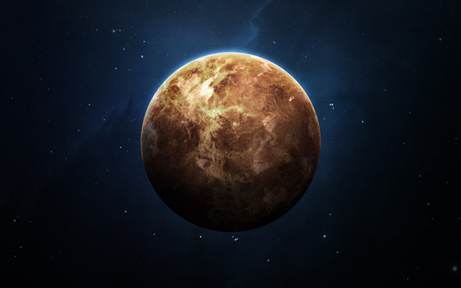   Planeta Vênus, um dos oito planetas do Sistema Solar.