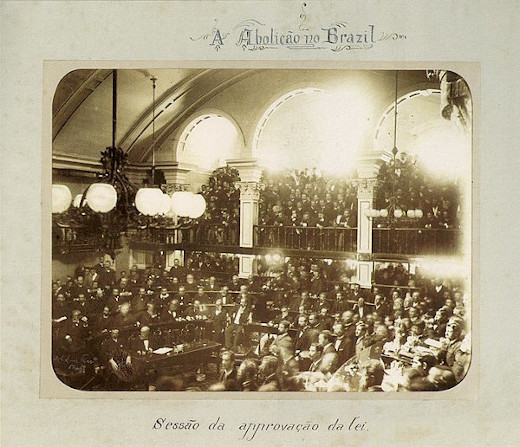 Sessão do Senado Federal que aprovou a Lei Áurea, em 1888.