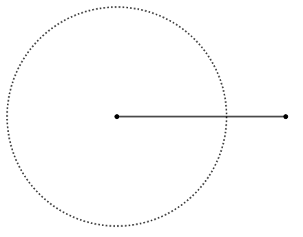 Circunferência feita no segmento que está sendo utilizado na construção da mediatriz.