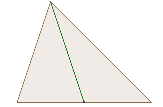 Ilustração indicando a mediana de um triângulo.