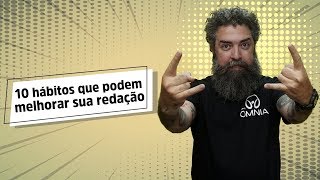 Professor ao lado do escrito "10 hábitos que podem melhorar sua redação".