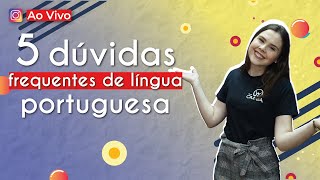 Professor ao lado do escrito "5 dúvidas frequentes de língua portuguesa".