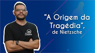 Professor ao lado do escrito "“A Origem da Tragédia”, de Nietzsche".