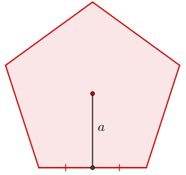 Apótema de um pentágono regular como exemplo de apótema de um polígono.