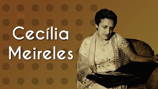 Ilustração de "Cecília Meireles"ao lado do texto"Cecília Meireles".