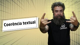 "Coerência textual" escrito sobre fundo amarelo ao lado da imagem do professor