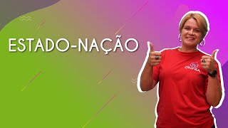 Professora ao lado do texto"ESTADO-NAÇÃO".