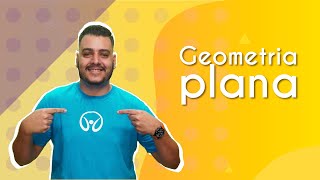 Professor ao lado do escrito "Geometria Plana".