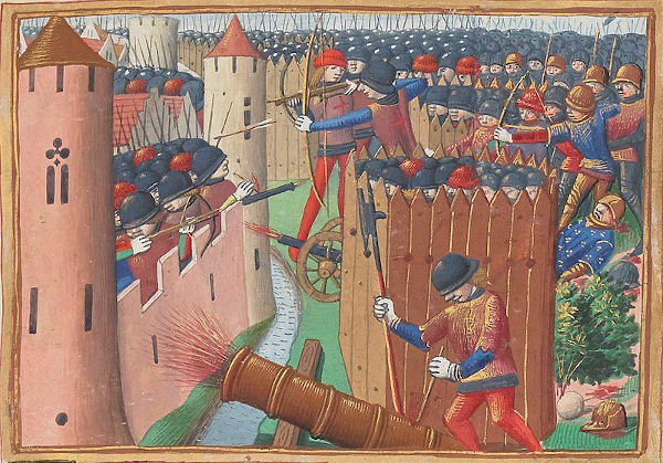 Ilustração do “Les Vigiles de Charles VII” representando um dos acontecimentos da Guerra dos Cem Anos (1337-1453).