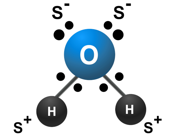  Ilustração da ligação covalente que forma a molécula de água.