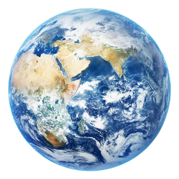 Planeta Terra, onde se encontra a biosfera, um dos níveis de organização em Biologia.