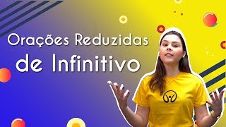 Professora ao lado do texto"Orações Reduzidas de Infinitivo".