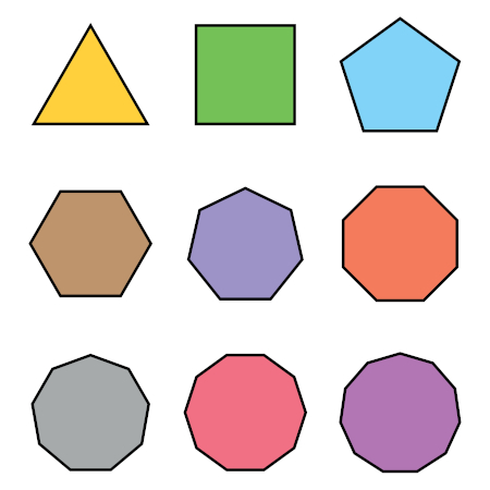 Polígonos de diferentes formatos.