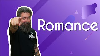 Professor ao lado do escrito "Romance".