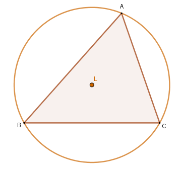 Ilustração do circuncentro, um dos pontos notáveis do triângulo e o centro da circunferência circunscrita ao triângulo.