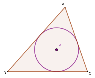 Ilustração do incentro, um dos pontos notáveis do triângulo e o centro da circunferência inscrita ao triângulo.