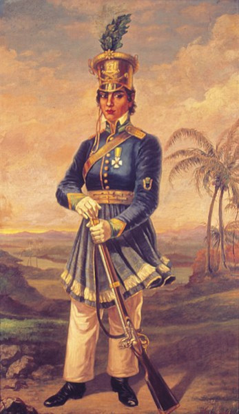 Pintura de Maria Quitéria, uma importante figura no contexto da Independência da Bahia.