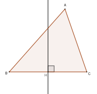 Ilustração de um triângulo, com traçamento da mediatriz, para explicar o circuncentro, um dos pontos notáveis do triângulo.
