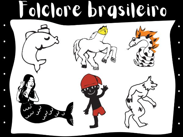 Ilustração dos personagens de algumas das principais lendas do folclore brasileiro.