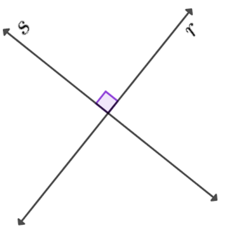 Exemplo de retas perpendiculares.
