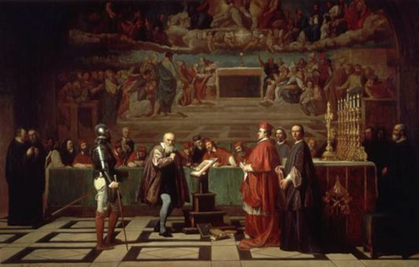 Pintura de Galileu Galilei diante do Santo Ofício.