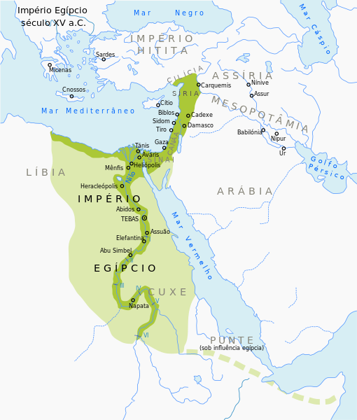 Mapa do auge do território egípcio.[2]