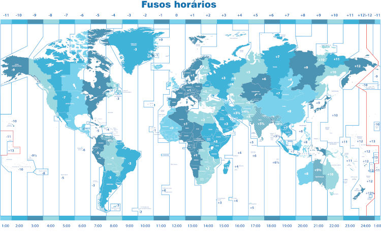 Mapa dos fusos horários mundiais