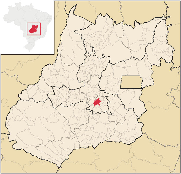 Mapa mostrando a localização da cidade de Goiânia, no estado de Goiás.[2]