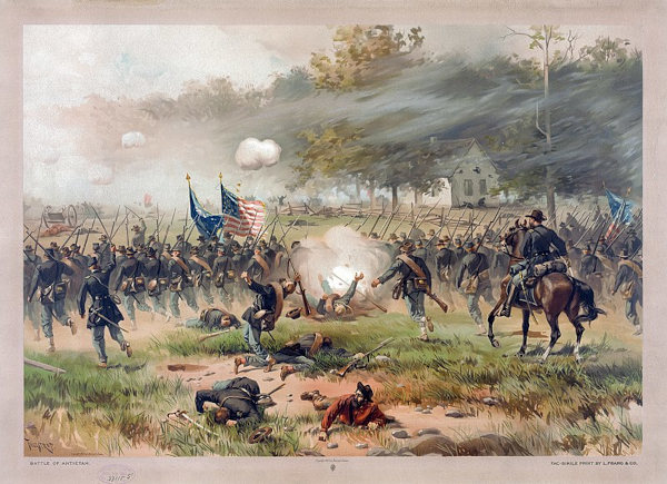 Quadro que representa a Batalha de Antietam (1862), parte da Guerra Civil Americana.