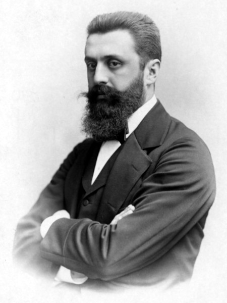 Retrato de Theodor Herzl, o fundador do sionismo político, ligado à criação do Estado de Israel.