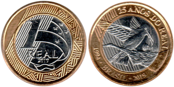 Moeda comemorativa dos 25 anos da criação do real, moeda criada durante o governo Itamar Franco.