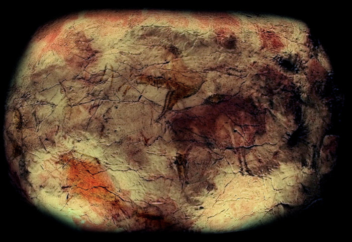 Pinturas rupestres no teto da caverna de Altamira, na Espanha, um exemplo de arte desenvolvida na Pré-História.