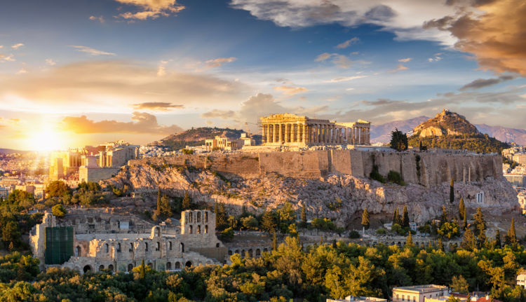 Acrópole de Atenas, com o Templo de Parthenon, um dos principais pontos turísticos da Grécia.
