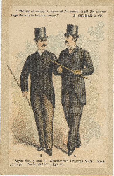 Dois homens vestidos com trajes da Era Vitoriana.