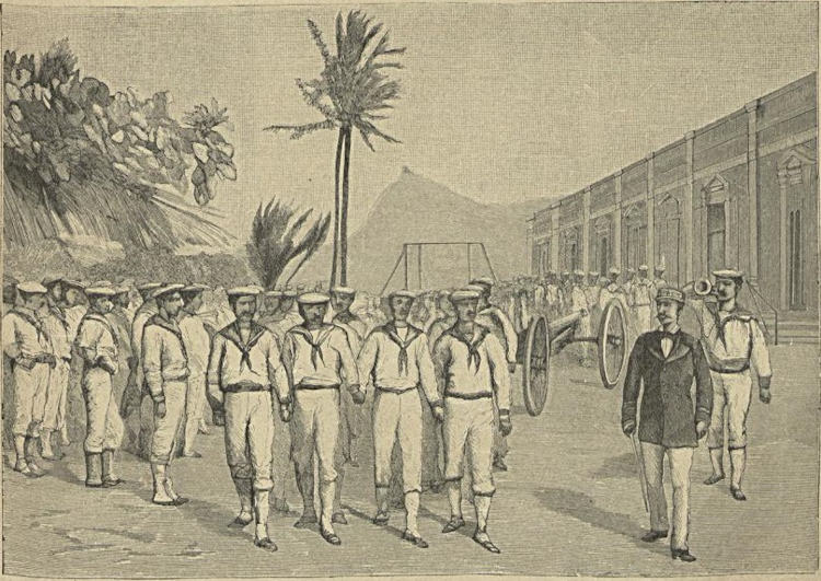 Rendição dos marinheiros envolvidos na Revolta da Armada, em gravura.