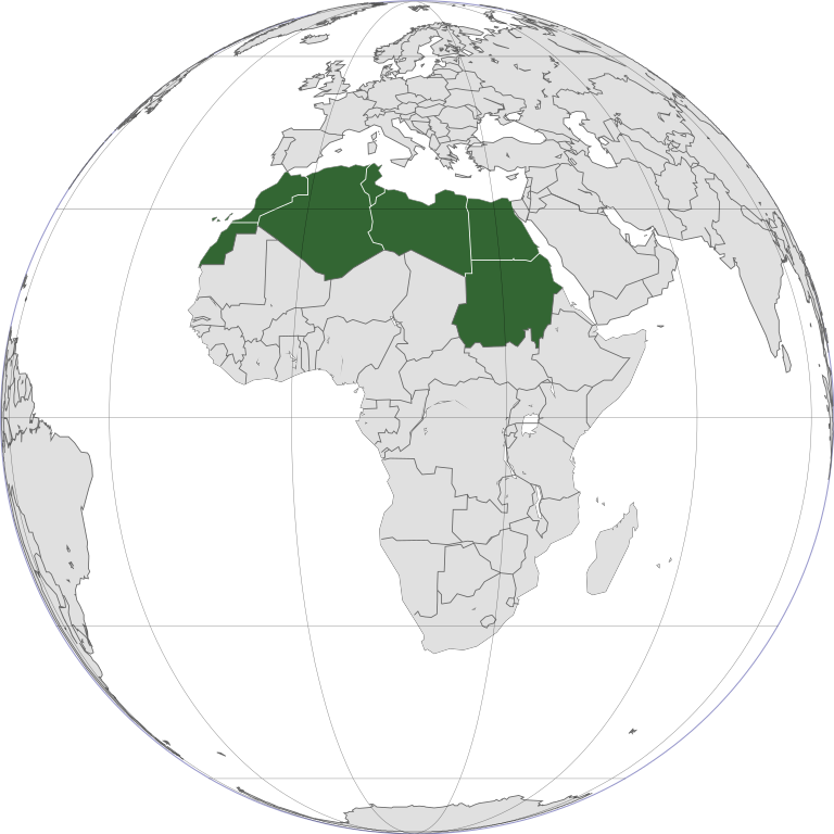 Mapa da África Branca ou África do Norte.
