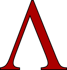 Letra lambda maiúscula usada como bandeira de Esparta.