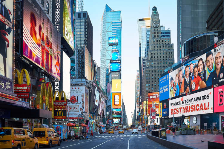 Times Square, em Nova Iorque, um exemplo de paisagem cultural.