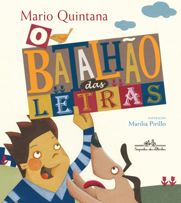 Menino e cachorro em ilustração na capa do livro de Mario Quintana.