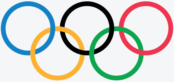Anéis olímpicos, um dos principais símbolos das Olimpíadas (Jogos Olímpicos).