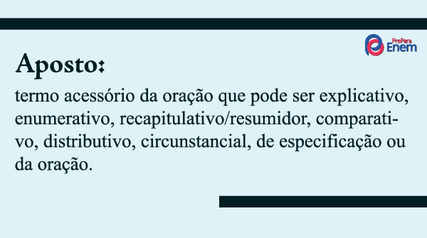 Imagem indicando quais são os tipos de aposto.