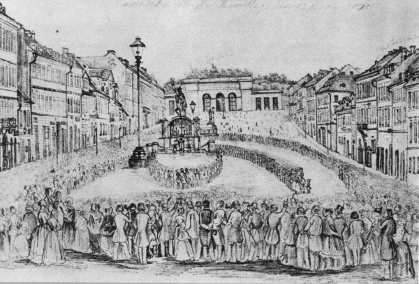 Na gravura, uma multidão no Congresso Eslavo de Praga, em 1848, que reuniu lideranças do pan-eslavismo.