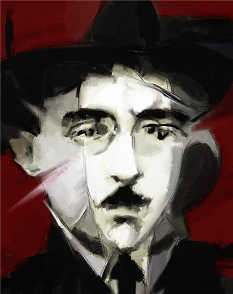Pintura de Fernando Pessoa, escritor português que criou vários heterônimos.