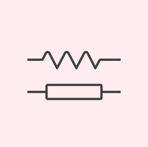 Representação dos resistores, nos quais há a propriedade da resistência elétrica, no circuito elétrico.