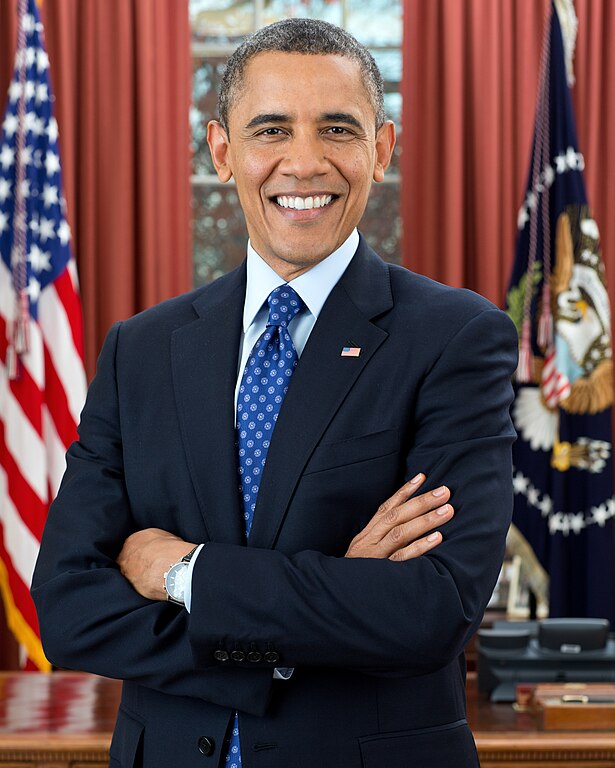 foto oficial de Barack Obama em lista de presidentes dos Estados Unidos.