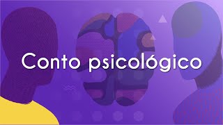 Título "Conto psicológico" escrito em fundo roxo com representação de cérebro e silhuetas humanas.