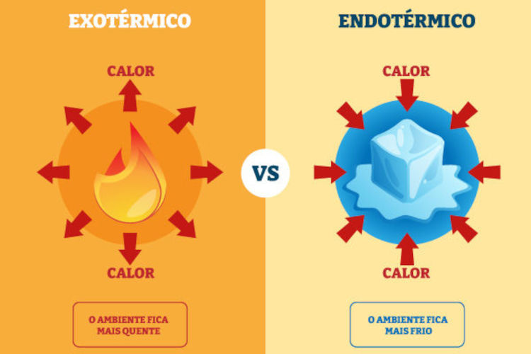 Gelo e fogo ilustrando os tipos de reações termoquímicas exotérmicas e endotérmicas.