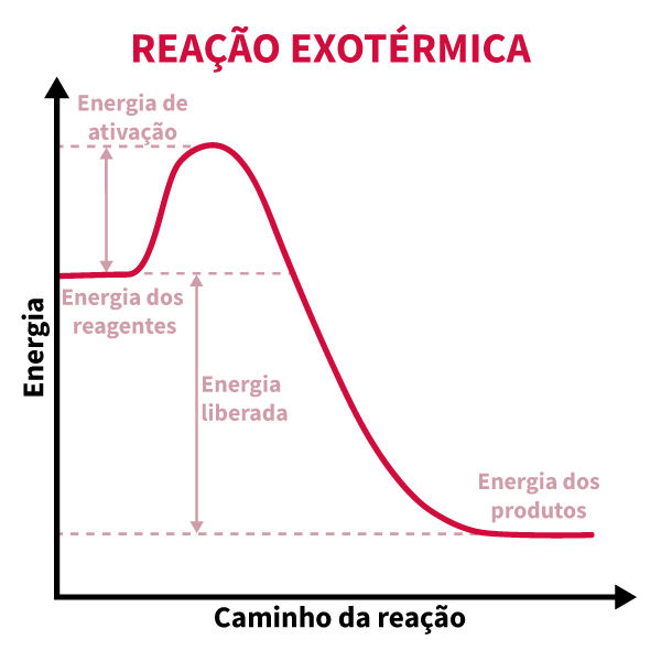 Gráfico de uma reação exotérmica em texto sobre termoquímica.